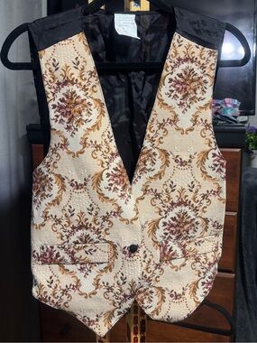 Vintage Tapestry Floral Brocade Suit Vest Waistcoat Size Medium Made in Canada